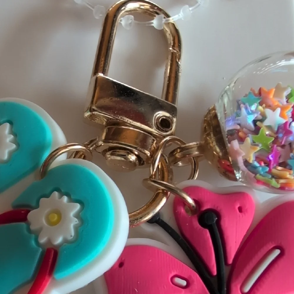 Tropical Blue and Pink Jewelry Zipper Pull Charm